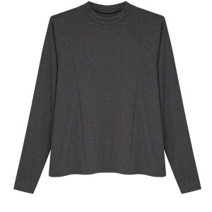Blusa Ampla em Malha Canelada Preto