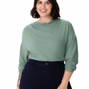 Blusa Ampla em Malha Térmica Plus Verde Turquesa