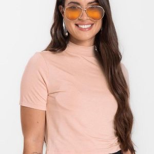 Blusa Cropped Feminina Bege