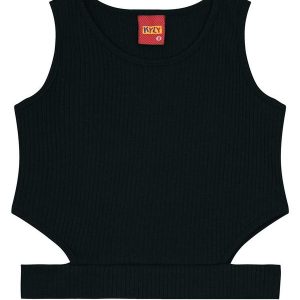 Blusa Cropped Infantil Menina Básica Preto