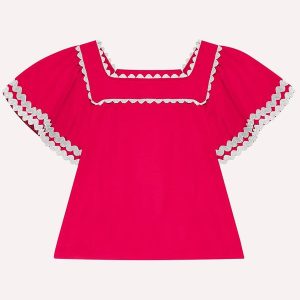 Blusa Cropped Infantil com Aviamentos Rosa
