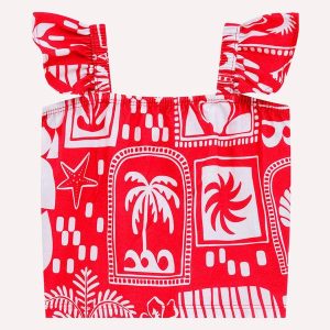 Blusa Cropped Infantil em Algodão Vermelho