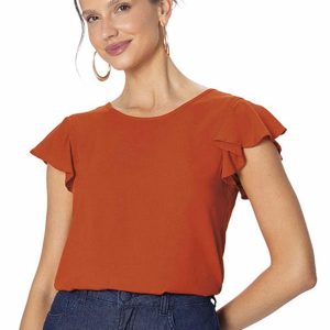 Blusa Evasê em Viscose Terracota