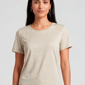 Blusa Feminina Básica Manga Curta Bege