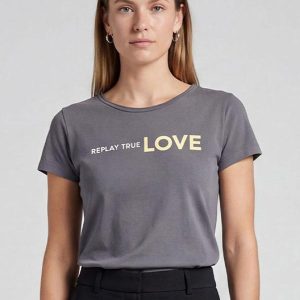 Blusa Feminina Cotton com Estampa Cinza