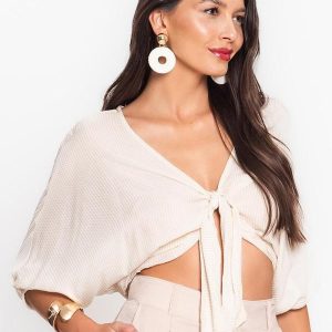 Blusa Feminina Manga 3/4 Bege