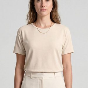 Blusa Feminina Manga Curta Bege