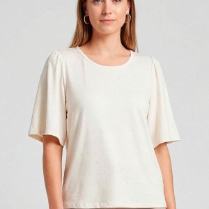 Blusa Feminina com Manga Godê Bege