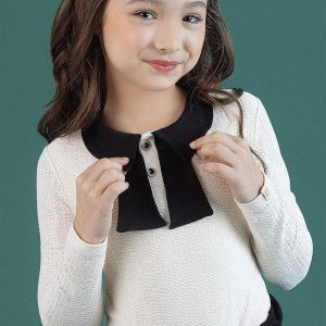 Blusa Gola Laço Infantil Off White