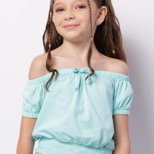 Blusa Infantil Cropped Ciganinha Azul