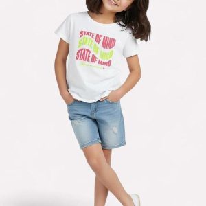 Blusa Infantil Menina Decote Redondo Off White