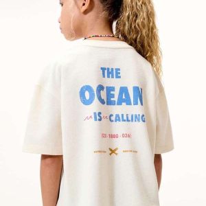 Blusa Infantil Menina Oversized Estampada Branco