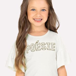 Blusa Infantil Menina Pérolas Off White