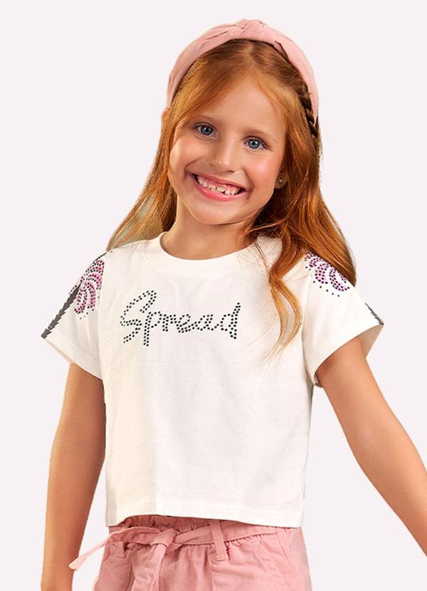 Blusa Infantil Menina com Strass Off White