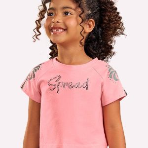 Blusa Infantil Menina com Strass Rosa