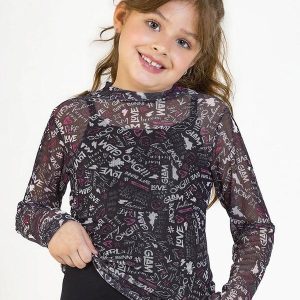 Blusa Infantil em Tule e Viscolycra Preto