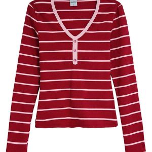 Blusa Justa em Ribana Listrada Bordô