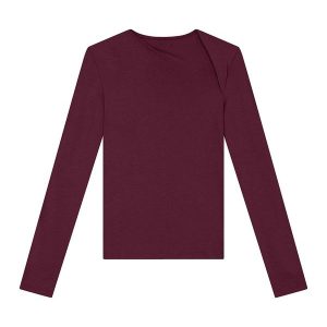 Blusa Justa em Viscose Bordô
