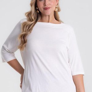 Blusa Manga 3/4 Plus Size Bege