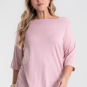 Blusa Manga 3/4 Plus Size Rosa