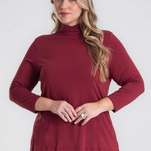 Blusa Manga 7/8 Viscotorcion Plus Size Vermelho