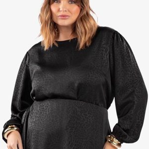 Blusa Manga Bufante Plus Size Preto