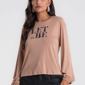 Blusa Manga Longa Bufante Marrom