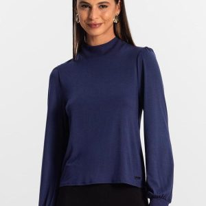 Blusa Manga Longa Feminina Azul