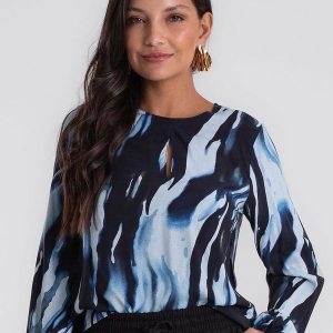 Blusa Manga Longa Feminina Azul