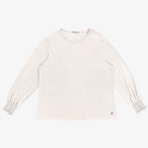 Blusa Manga Longa Lastex Plus Size Bege