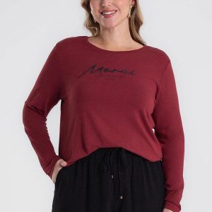 Blusa Manga Longa Plus Size Vermelho