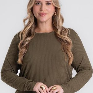 Blusa Manga Longa Ribana Canelada Verde