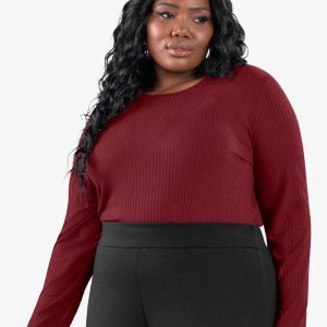 Blusa Manga Longa Ribana Canelada Vermelho