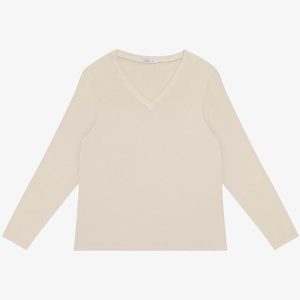 Blusa Manga Longa Visco Tricot Bege