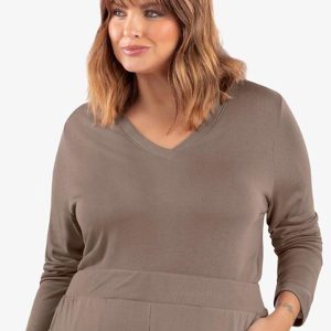 Blusa Manga Longa Visco Tricot Marrom