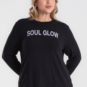 Blusa Manga Longa com Rebite Plus Size Preto