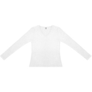 Blusa Manga Longa em Ribana Canelada Branco