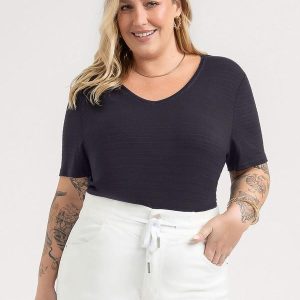 Blusa Plus Size em Viscose Preto