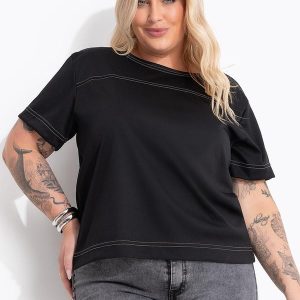 Blusa Preta em Malha de Poliéster