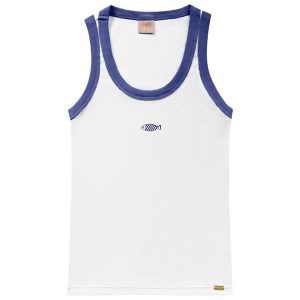 Blusa Regata Bordada Azul