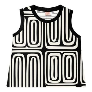 Blusa Regata Viscose Estampada Preto