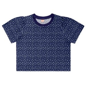 Blusa Retilinea Viscose Estampada Azul