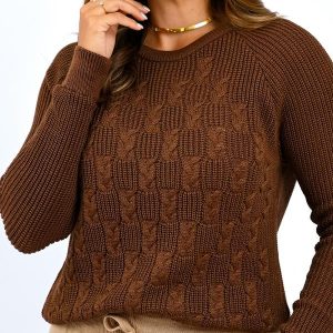 Blusa Trico Trança Marrom