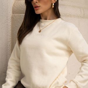 Blusa de Moletom Feminina Tradicional Off White