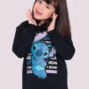Blusão Moletom Infantil Stitch Preto