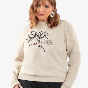 Blusão Moletom Plus Size Bege