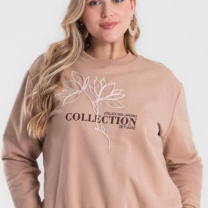 Blusão Moletom Plus Size Marrom