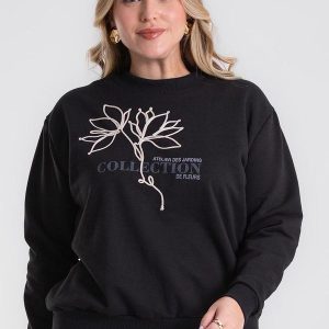 Blusão Moletom Plus Size Preto