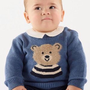 Blusão de Tricot para Bebê Menino Azul