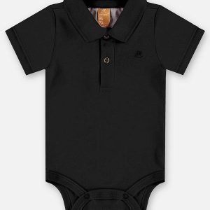 Body Polo Suedine Bebê Menino Preto